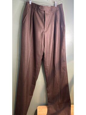 Eddie Domani Men's 34x34 Brown Wool Blend Dress Pants NWT Business Office